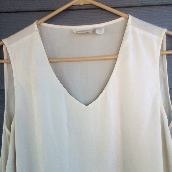 Women's Chico's Ivory Asymmetrical Tank Top Blouse Size 12-14 Chico's Size "2" - Picture 3 of 3